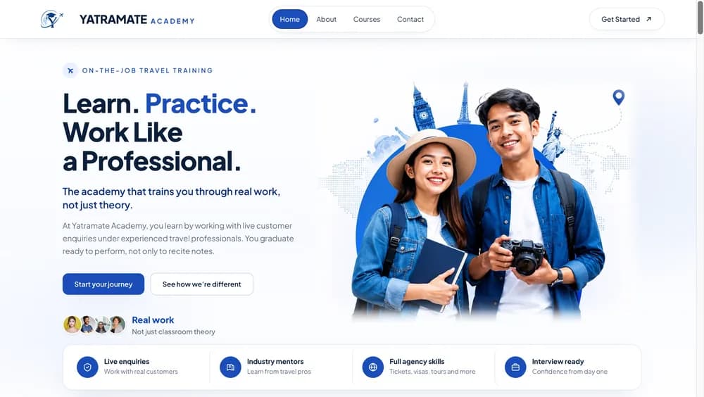 Yatramate Academy home page